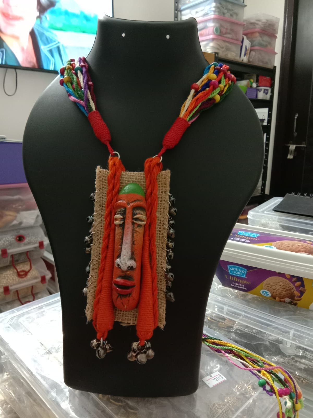 Terracotta and thread beads necklace