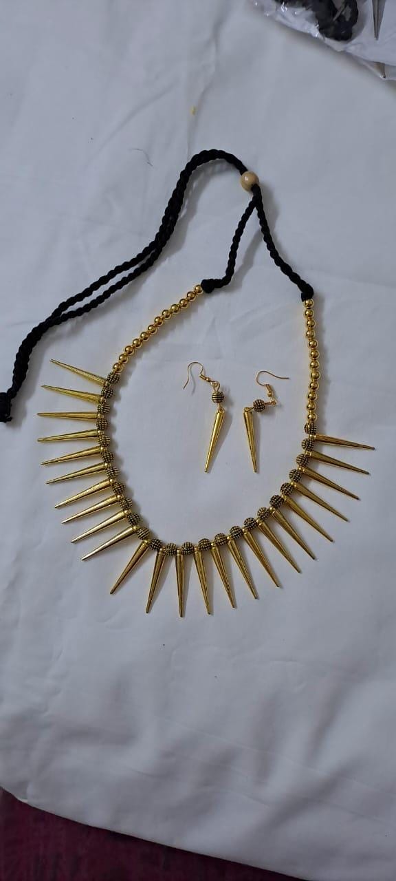 Combo offer for silver  and golden oxidised necklace set with matching earrings.