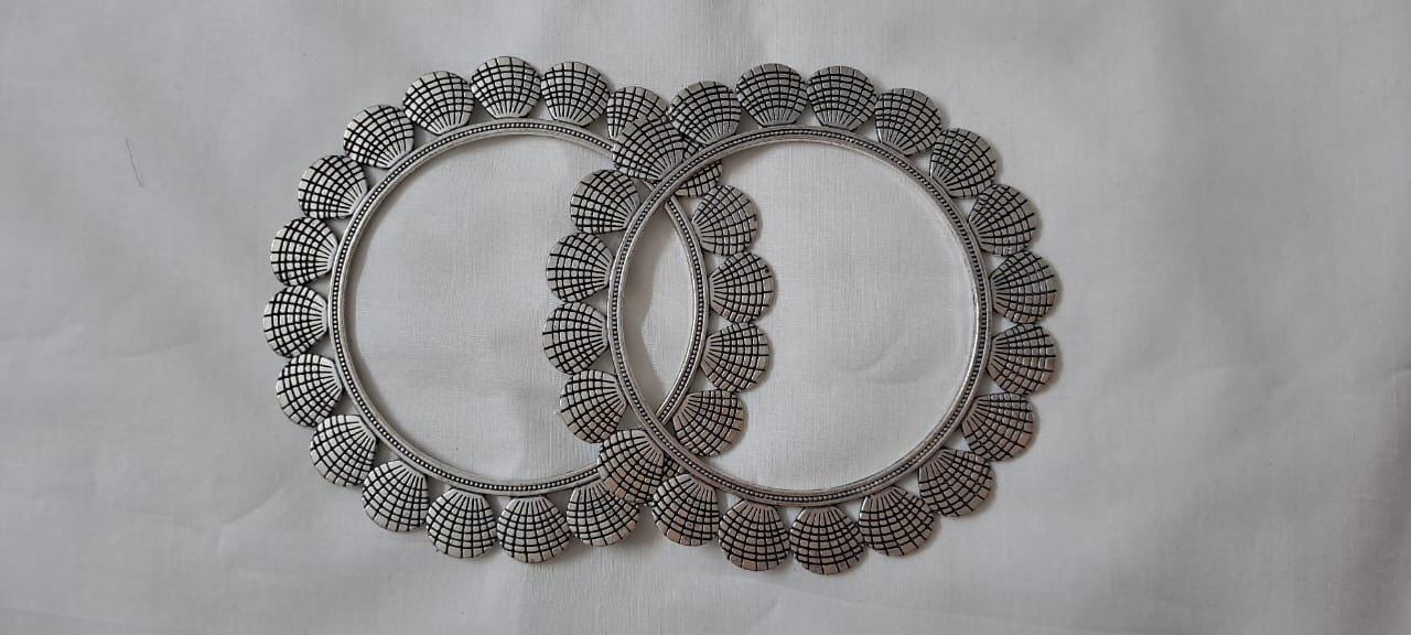 Traditional silver oxidised bangles