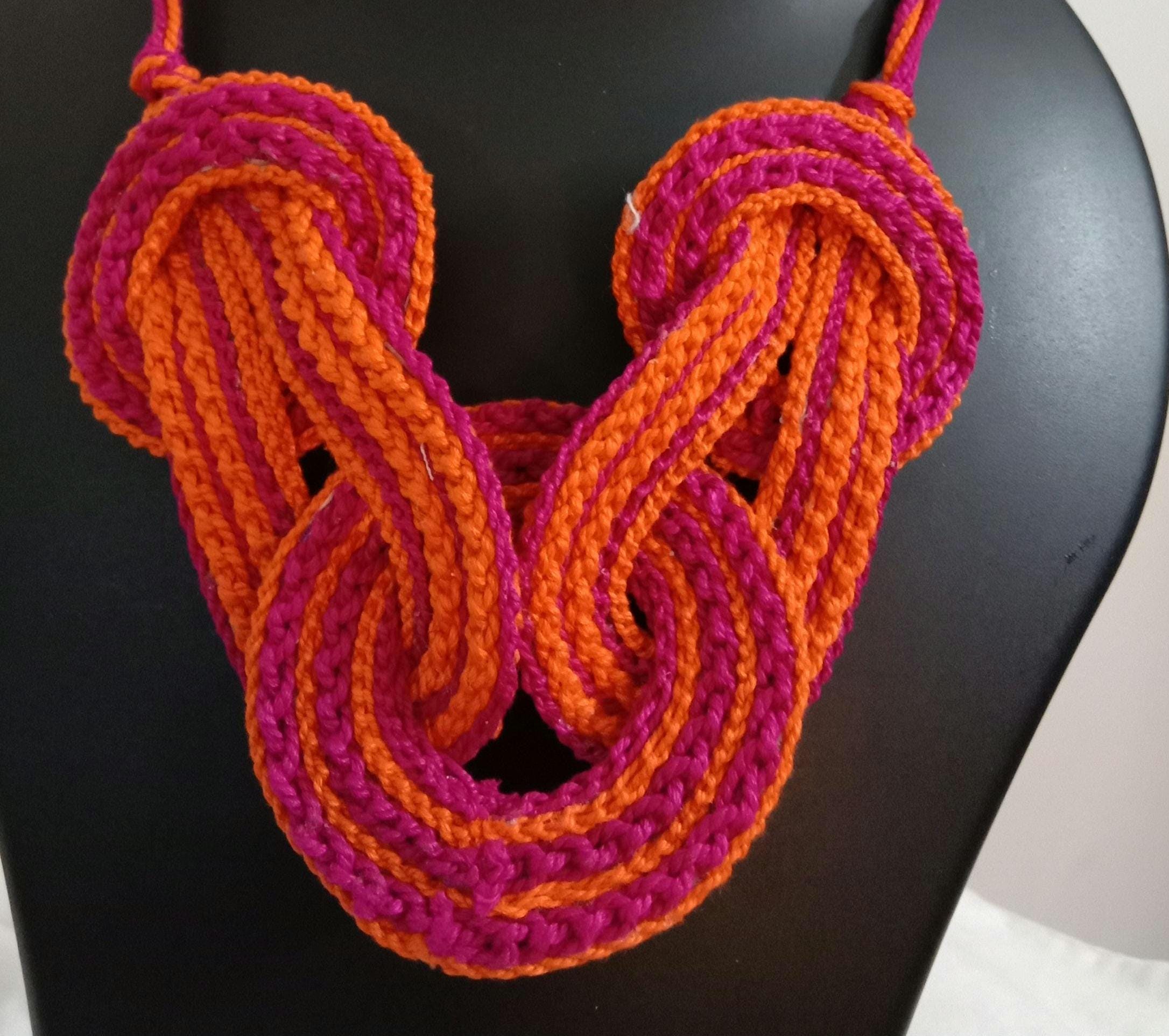 Celtic knot thread necklace with matching thread earrings.