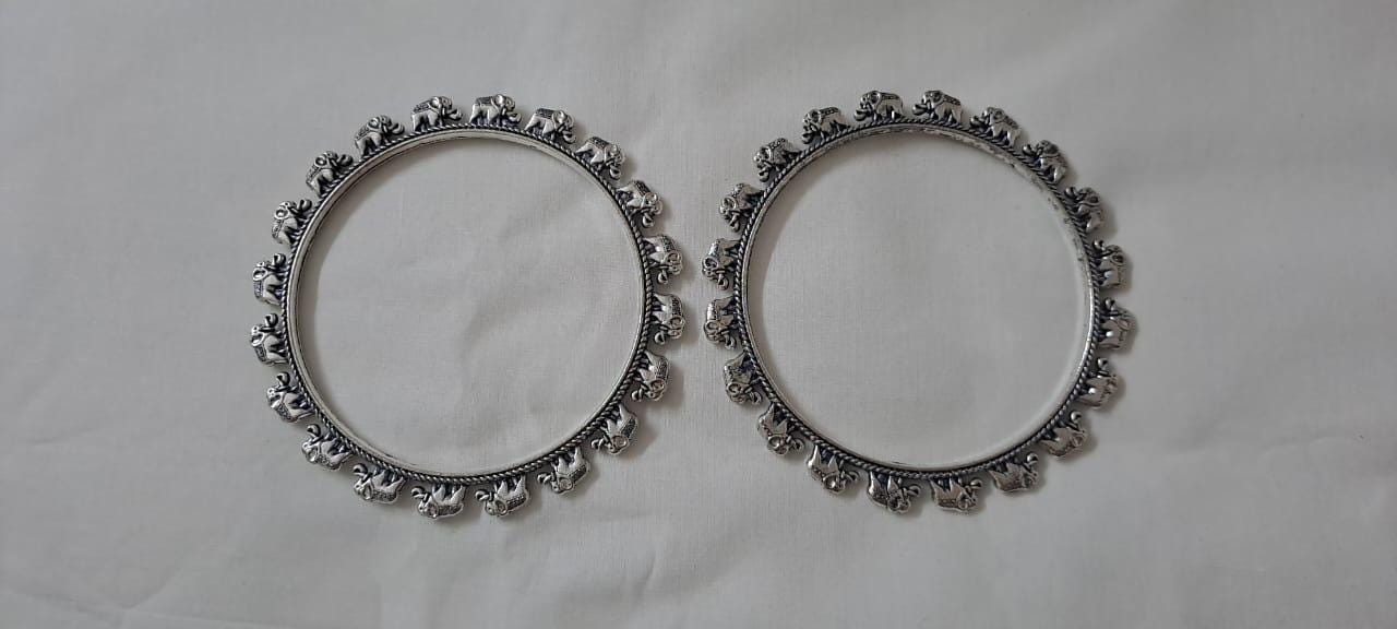 Traditional silver oxidised bangles