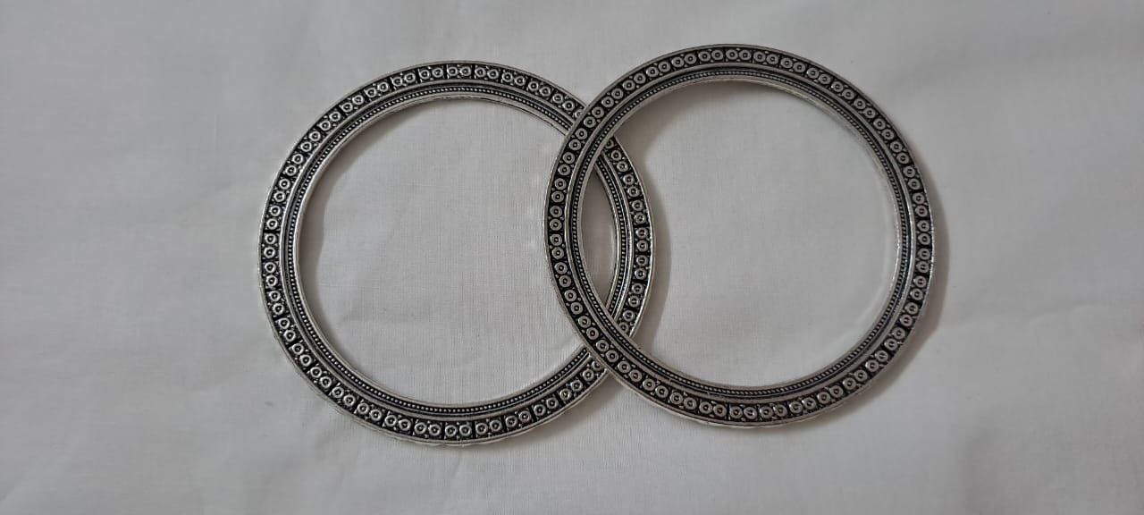 Traditional silver oxidised bangles