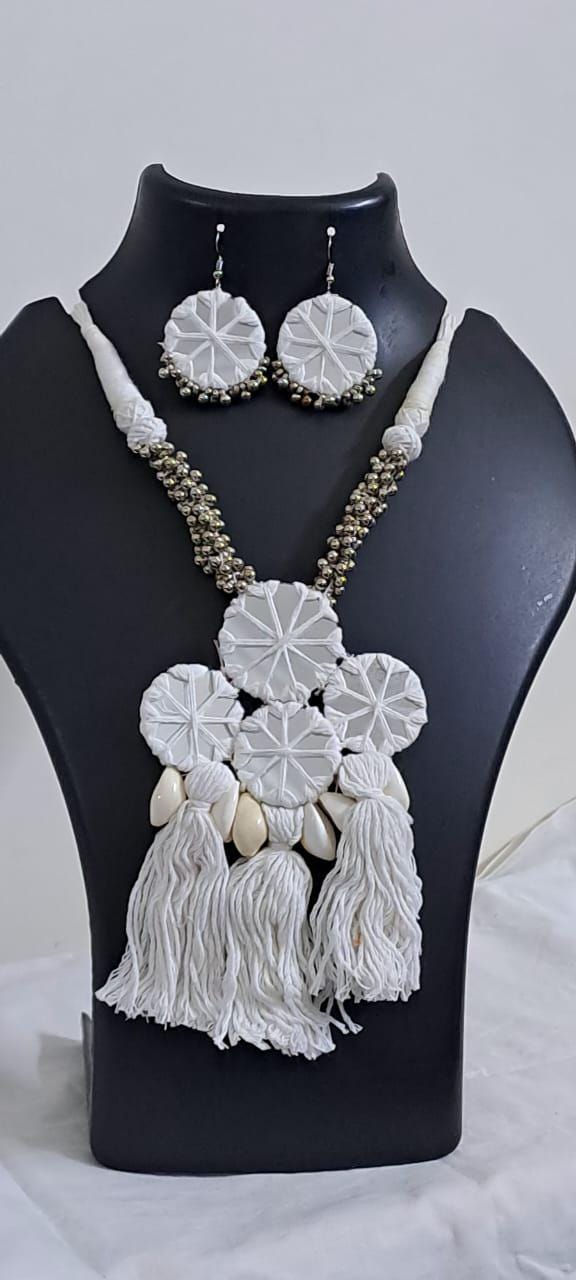 Stunning handmade Kutch Glass work necklace with matching glass work earrings