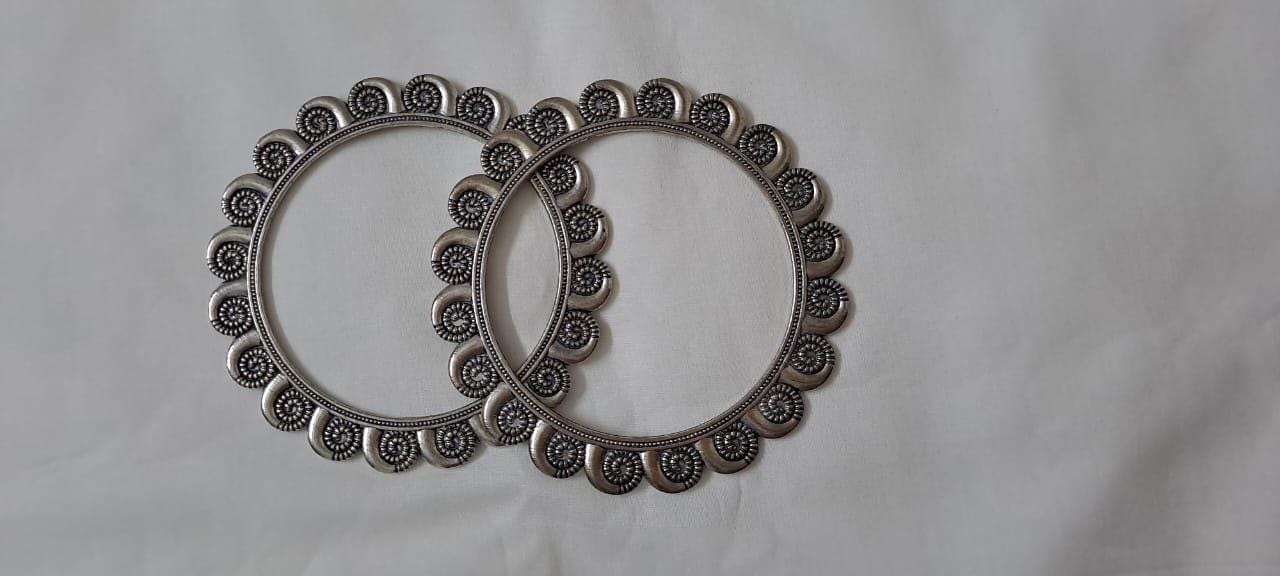 Traditional silver oxidised bangles