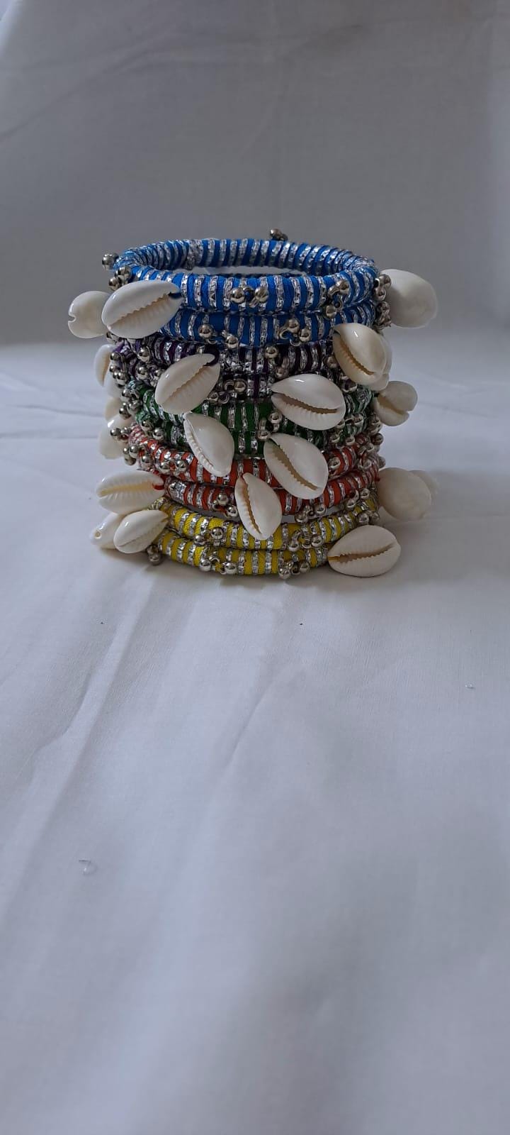 Multi colour traditional zari thread and kori bangles (set of 10 bangles)