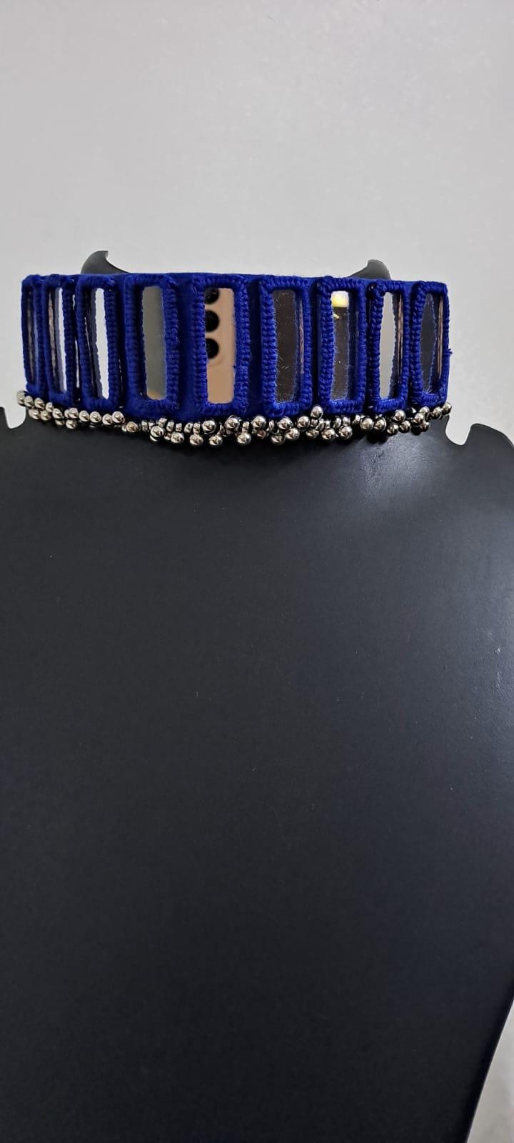 Kutchwork glasswork necklace set with matching earrings