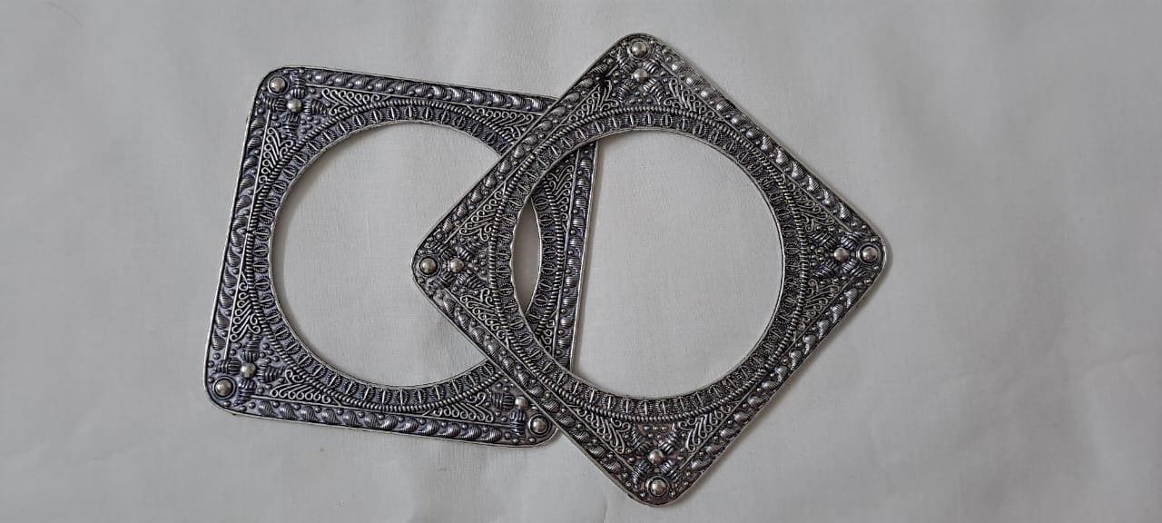 Traditional silver oxidised bangles