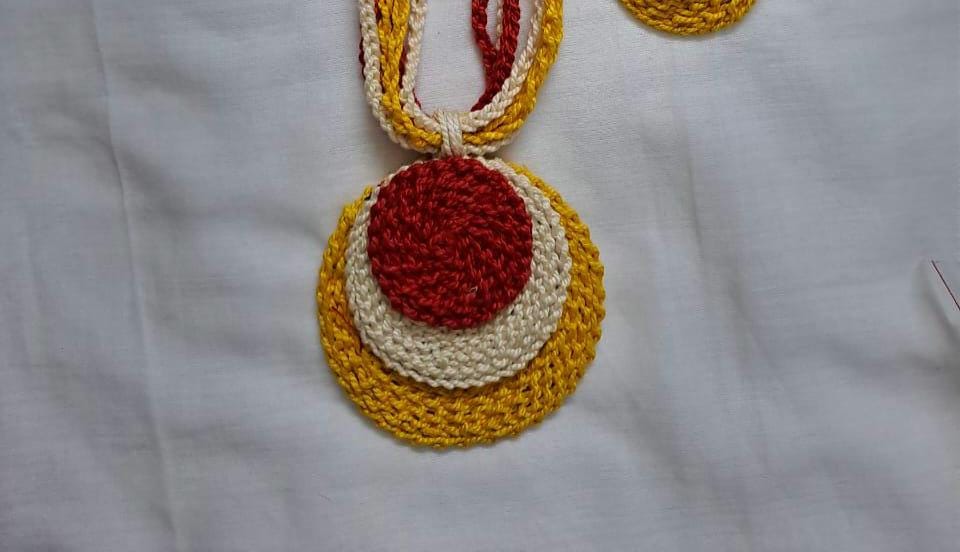 Handmade crochet jewellery set with matching earrings