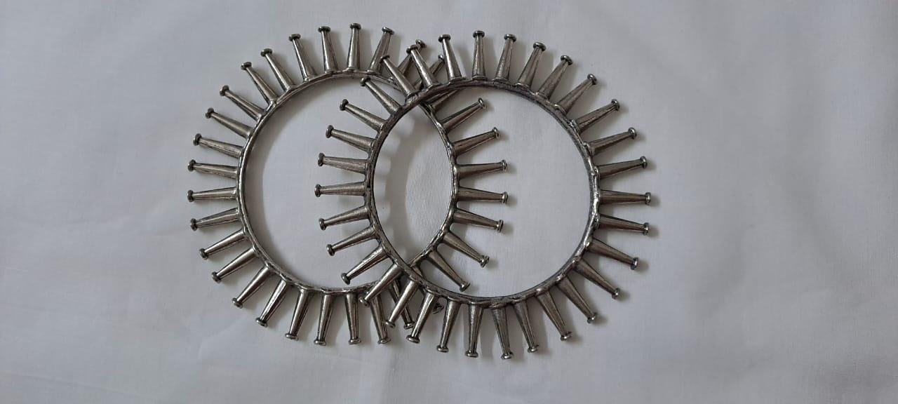 Traditional silver oxidised bangles