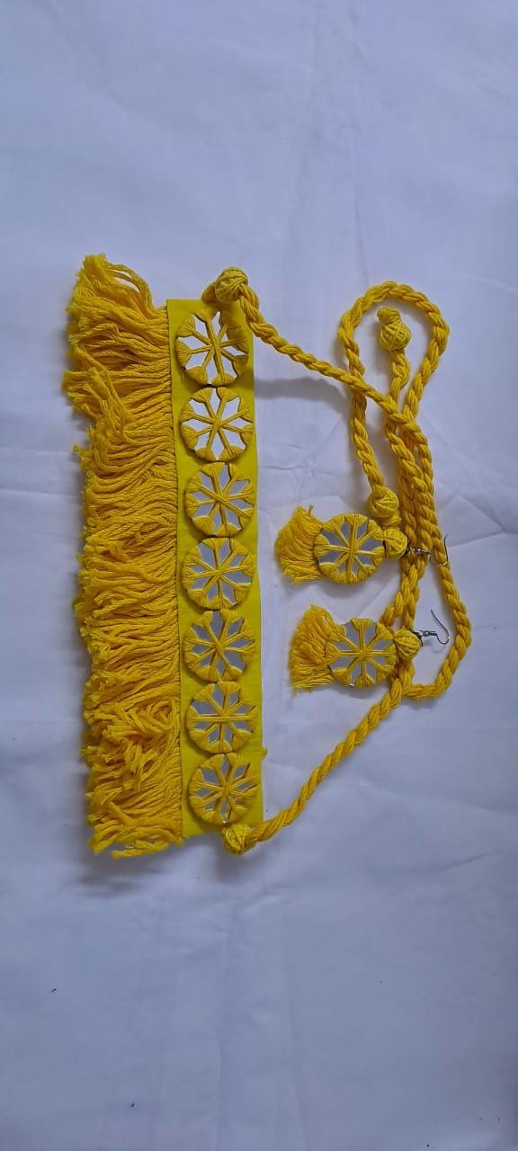 Handmade Kutch Glass work choker necklace with glass work earrings