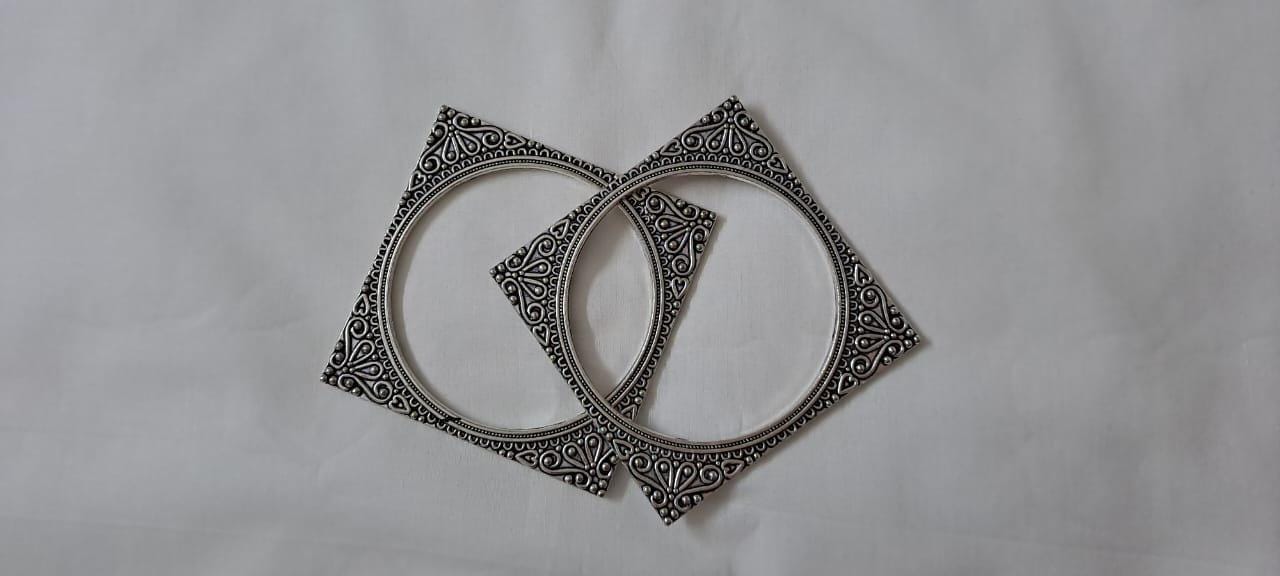 Traditional silver oxidised bangles