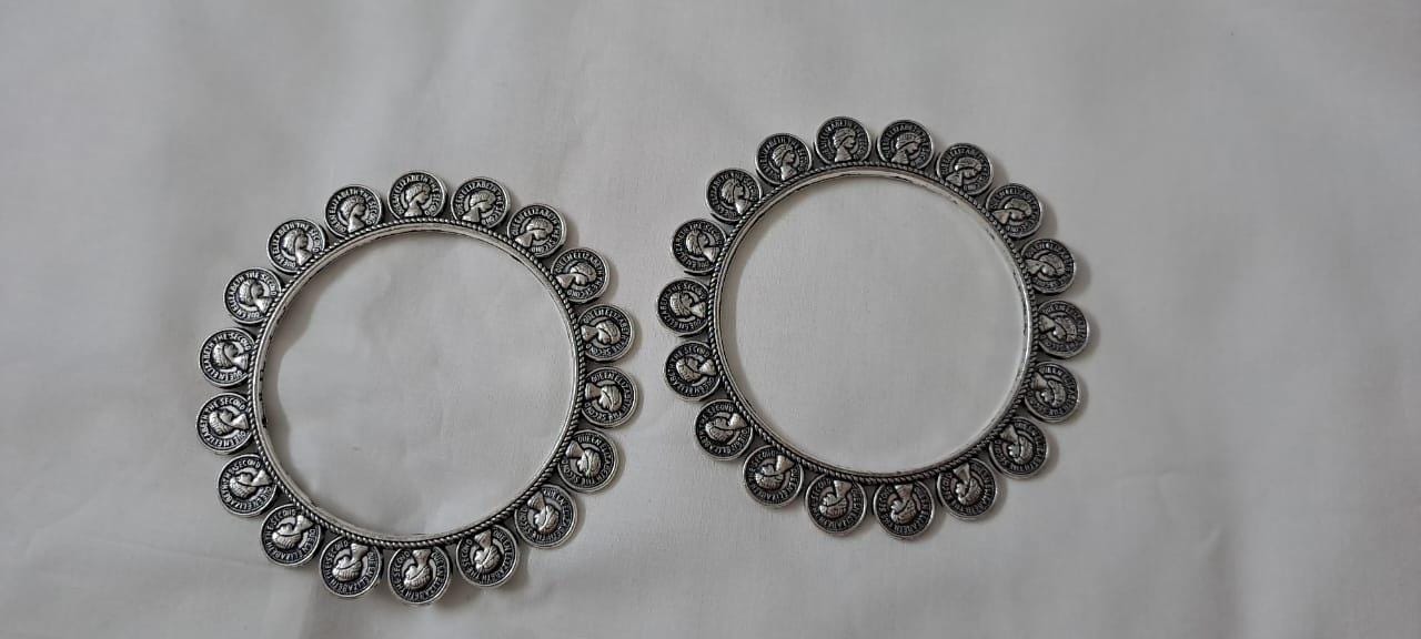 Traditional silver oxidised bangles
