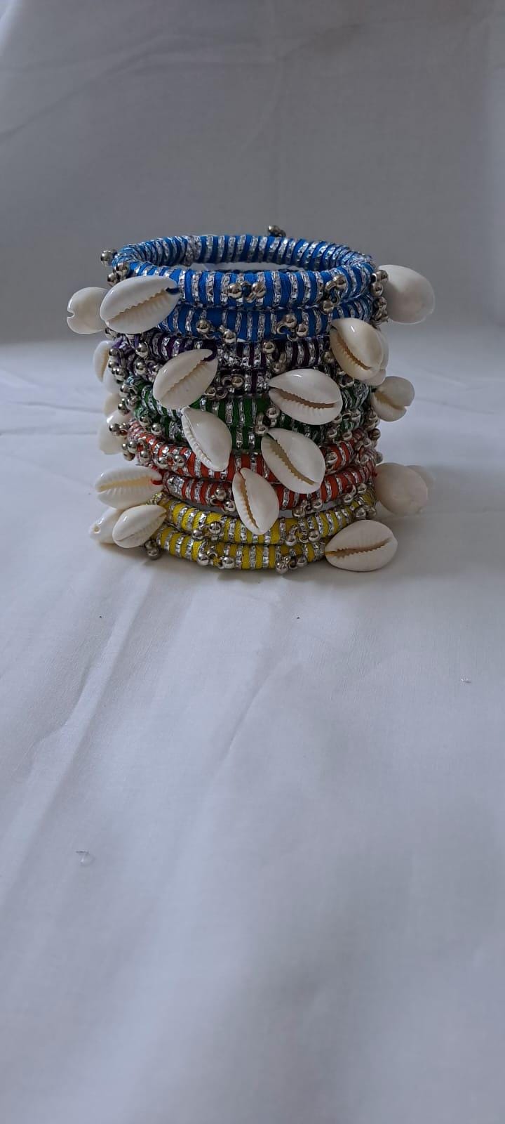 Multi colour traditional zari thread and kori bangles (set of 10 bangles)