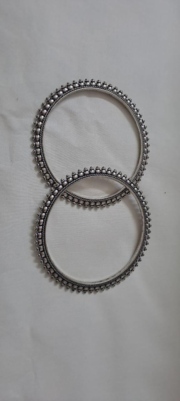 Traditional silver oxidised bangles