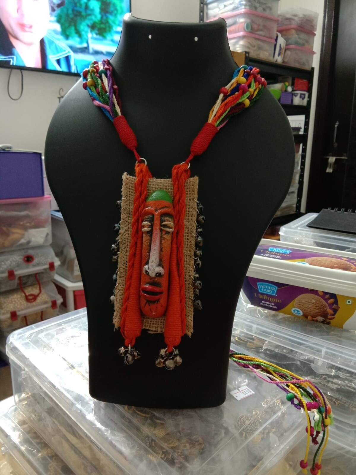 Terracotta and thread beads necklace