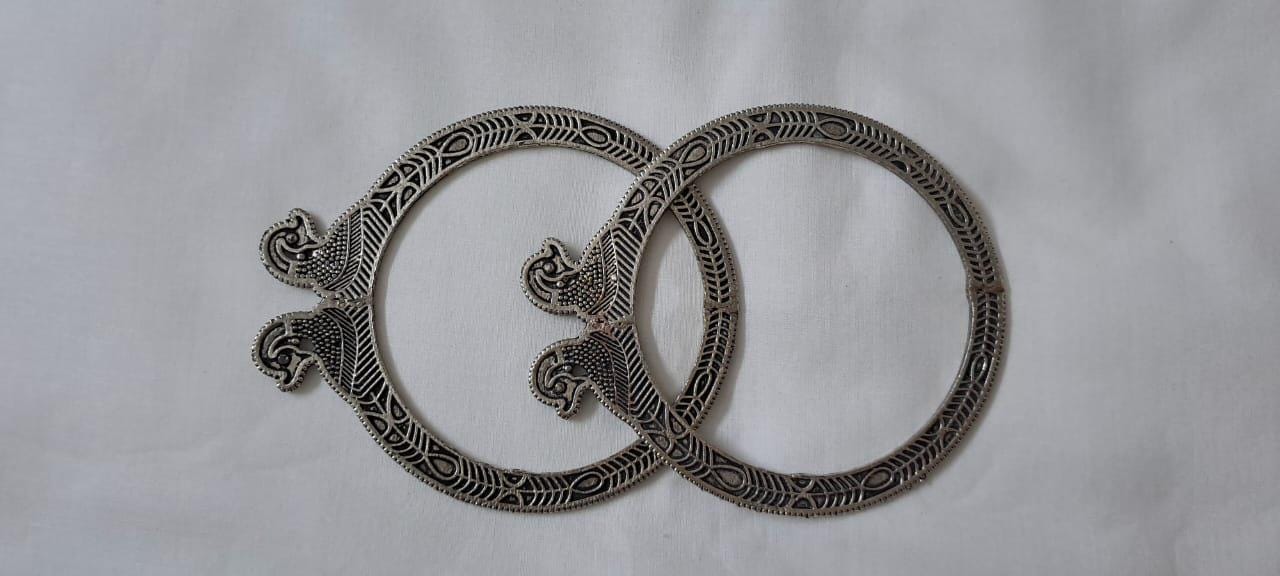 Traditional silver oxidised bangles