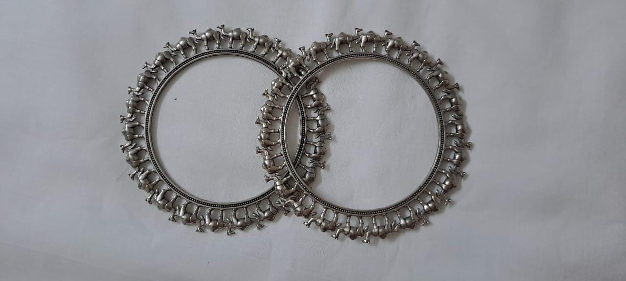 Traditional silver oxidised bangles