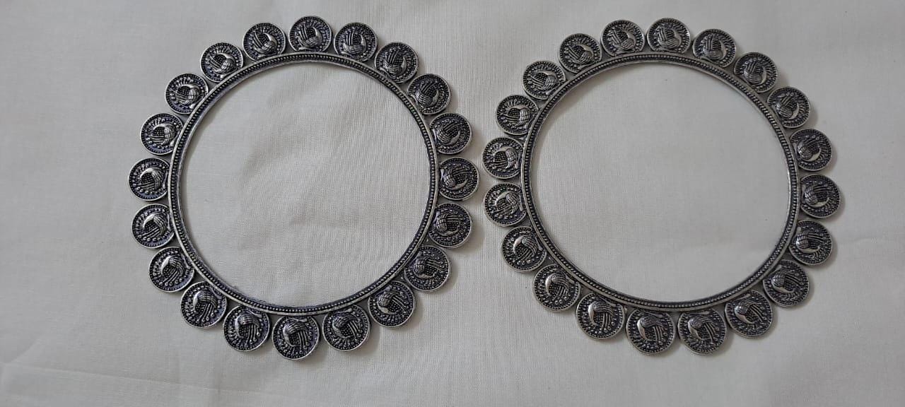 Traditional silver oxidised bangles