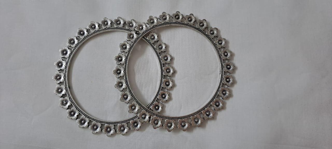Traditional silver oxidised bangles