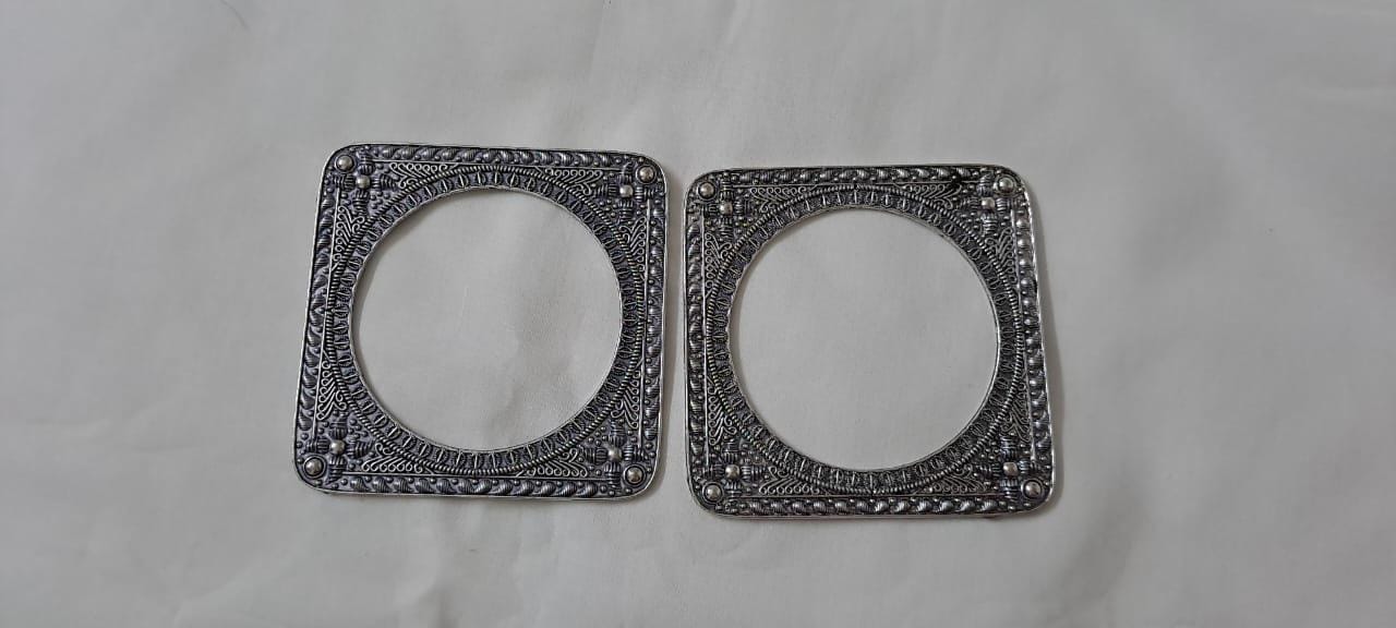 Traditional silver oxidised bangles