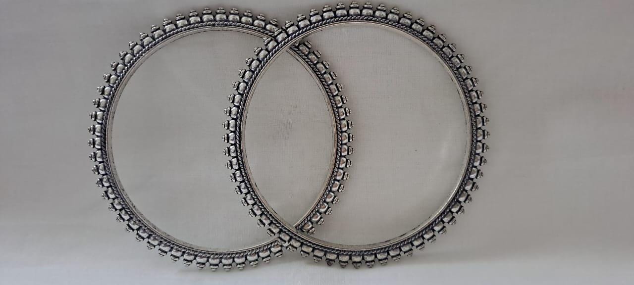 Traditional silver oxidised bangles