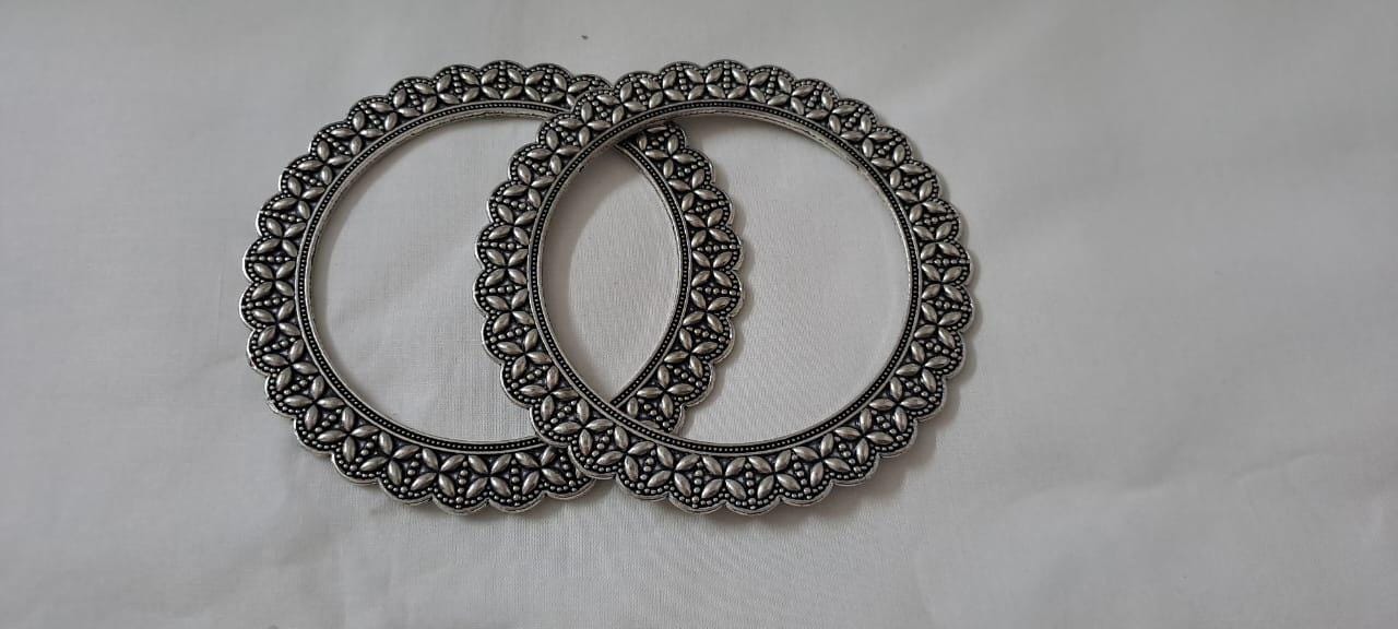 Traditional silver oxidised bangles