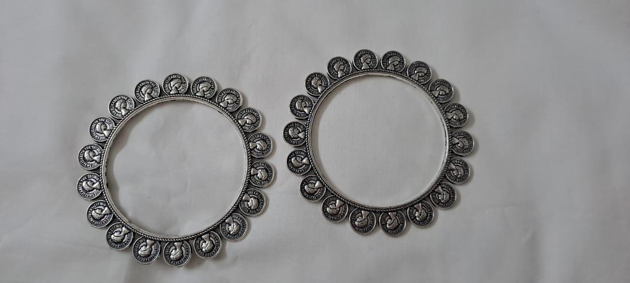 Traditional silver oxidised bangles