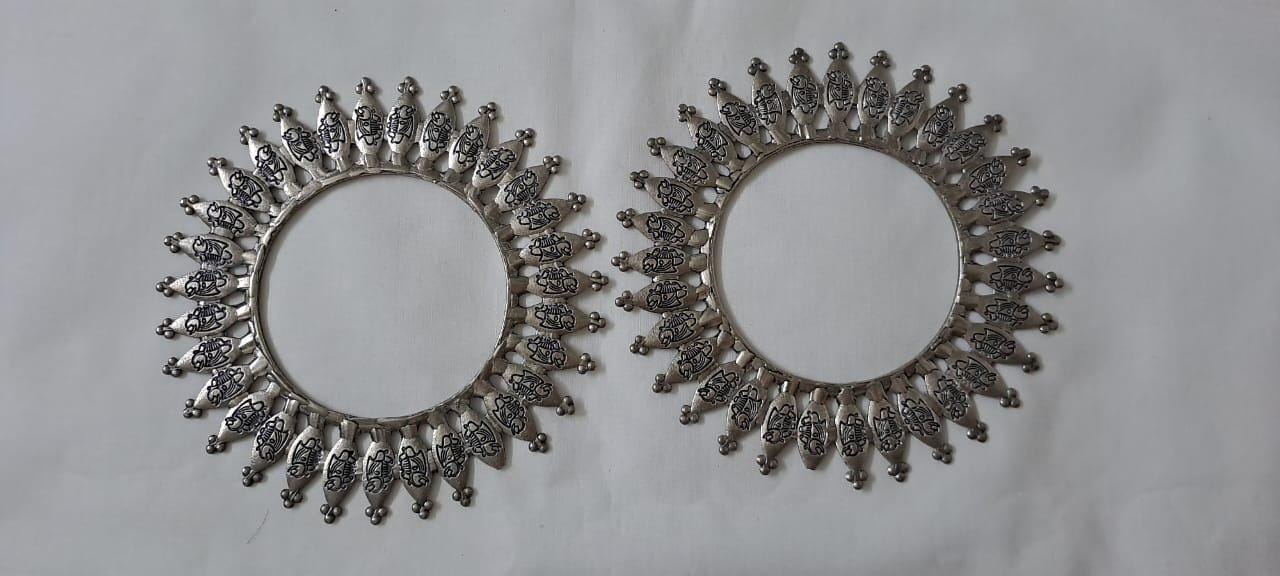 Traditional silver oxidised bangles