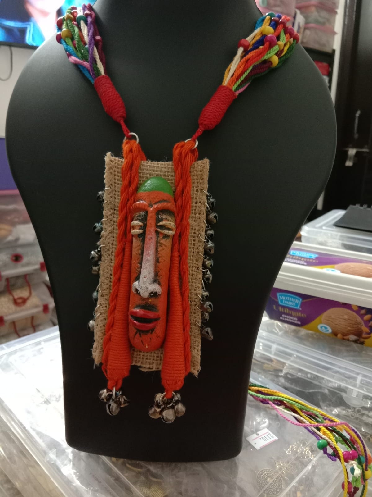Terracotta and thread beads necklace