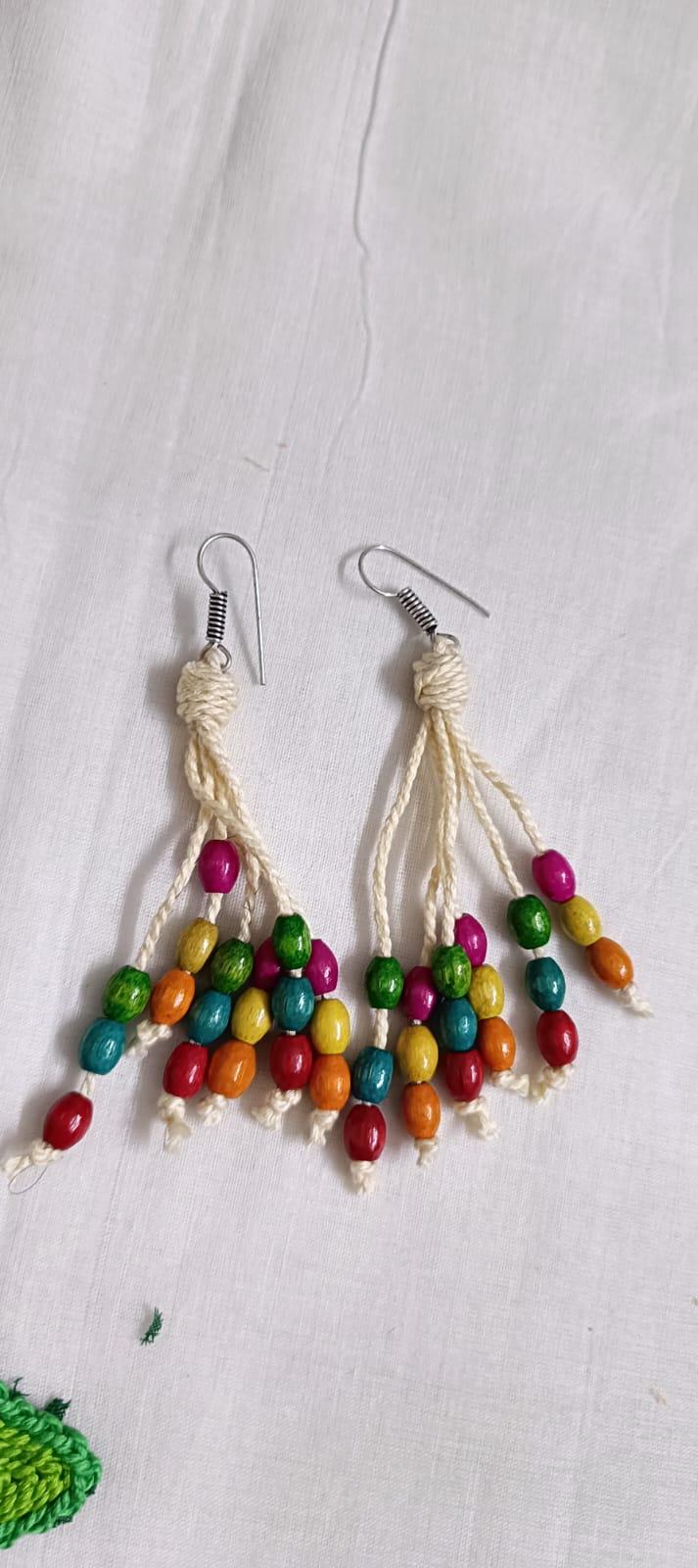 Multi colour thread fish pendant Jewellery. set with matching thread earrings
