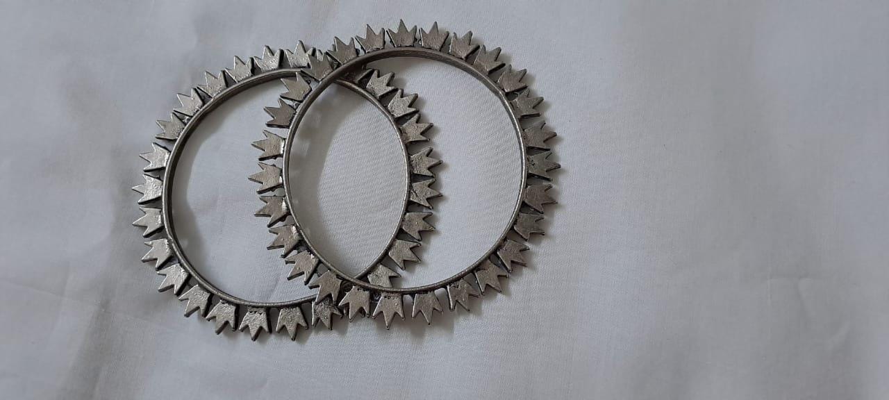Traditional silver oxidised bangles