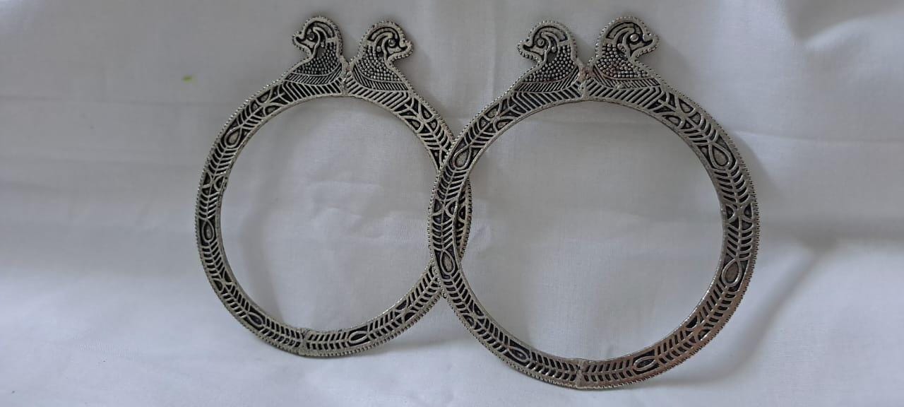 Traditional silver oxidised bangles