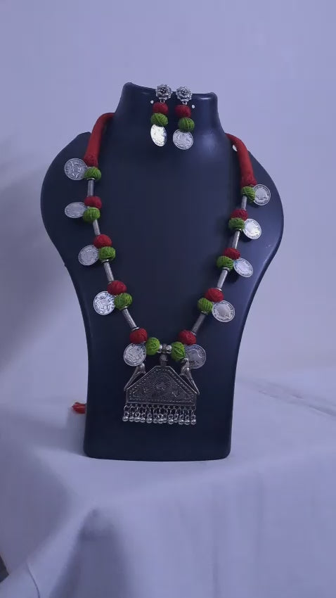 Silver Oxidised Jewellery Set with Matching Earrings