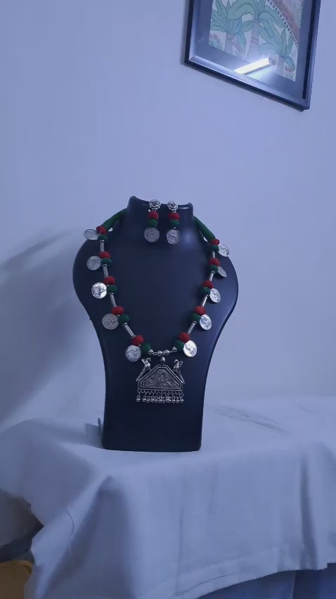 Silver Oxidised Jewellery Set with Matching Earrings