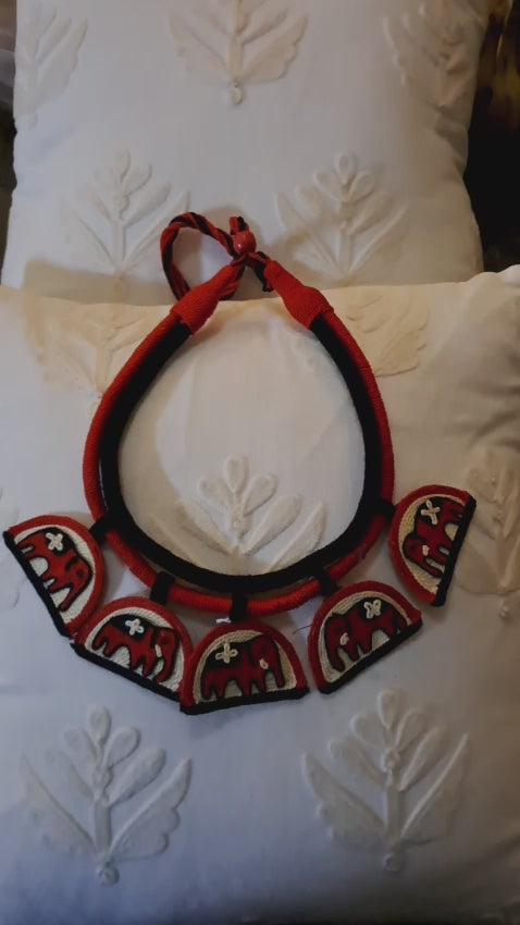 Handmade Thread Necklace with Elephant Pendants