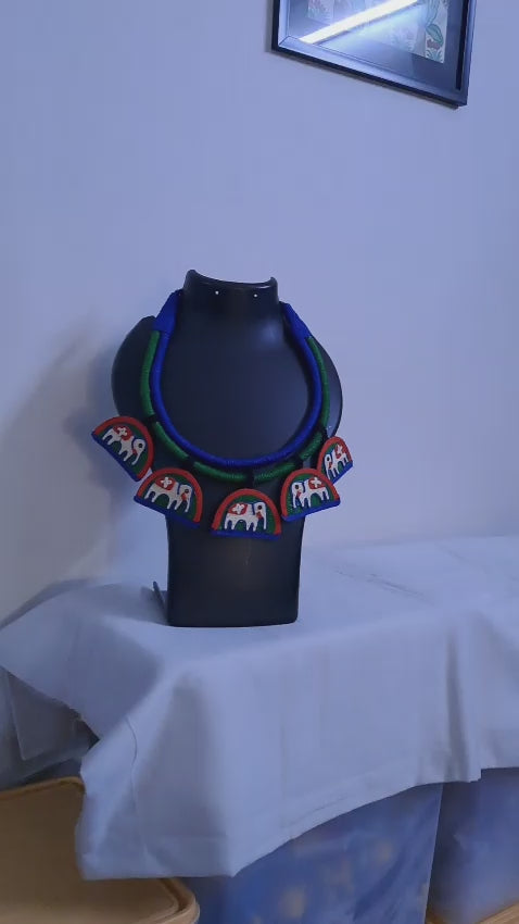 Handmade Thread Necklace with Elephant Pendants