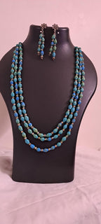Blue paper beads necklace set