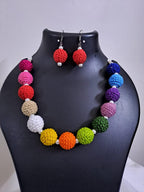 Thread beads necklace set with matching earrings