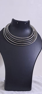 Exclusive multi layered  wired silver oxidised neckband