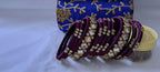 Purple colour traditional thread kundan bangles with zari bangle box