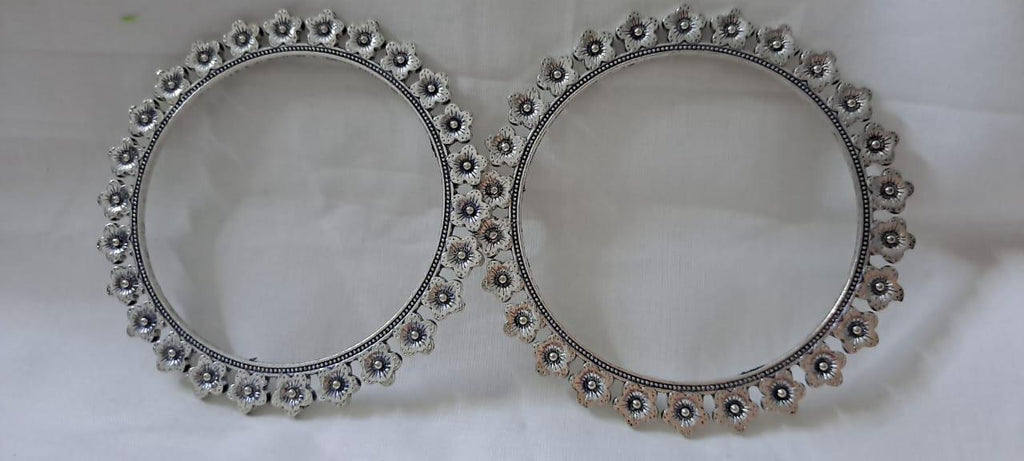 Traditional silver oxidised bangles