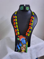 Handpainted fabric jewellery set with earrings