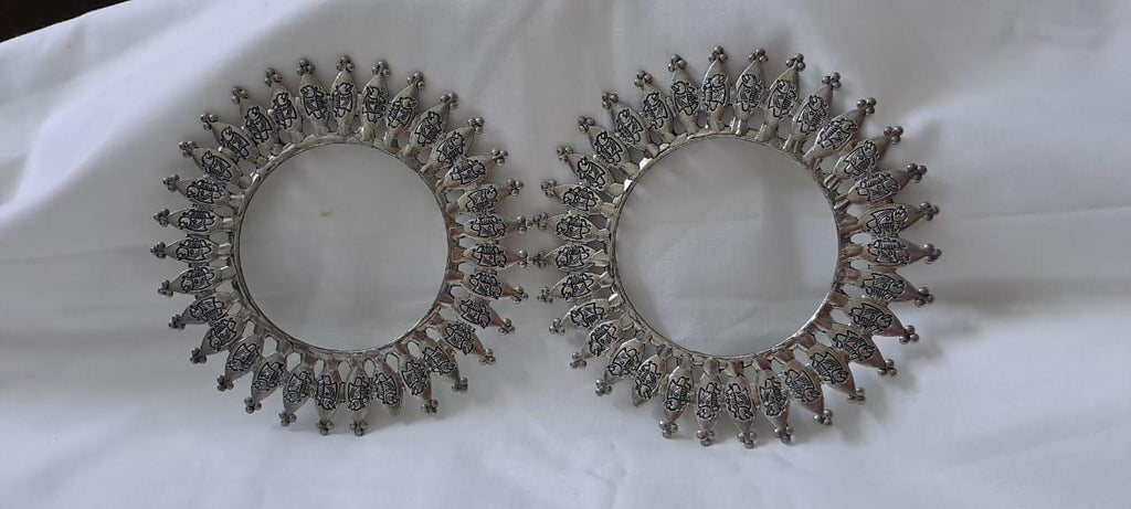 Traditional silver oxidised bangles