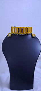 Kutchwork glasswork necklace set with matching earrings