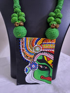 Handpainted fabric jewellery set with matching earrings