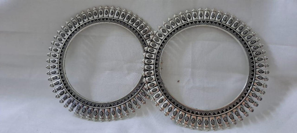 Traditional silver oxidised bangles