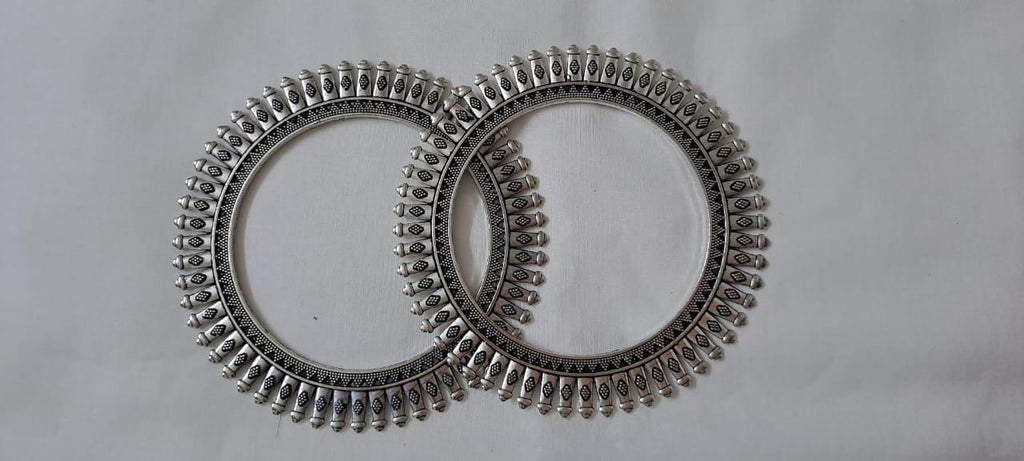 Traditional silver oxidised bangles