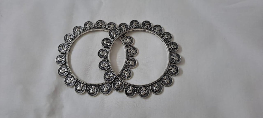 Traditional silver oxidised bangles