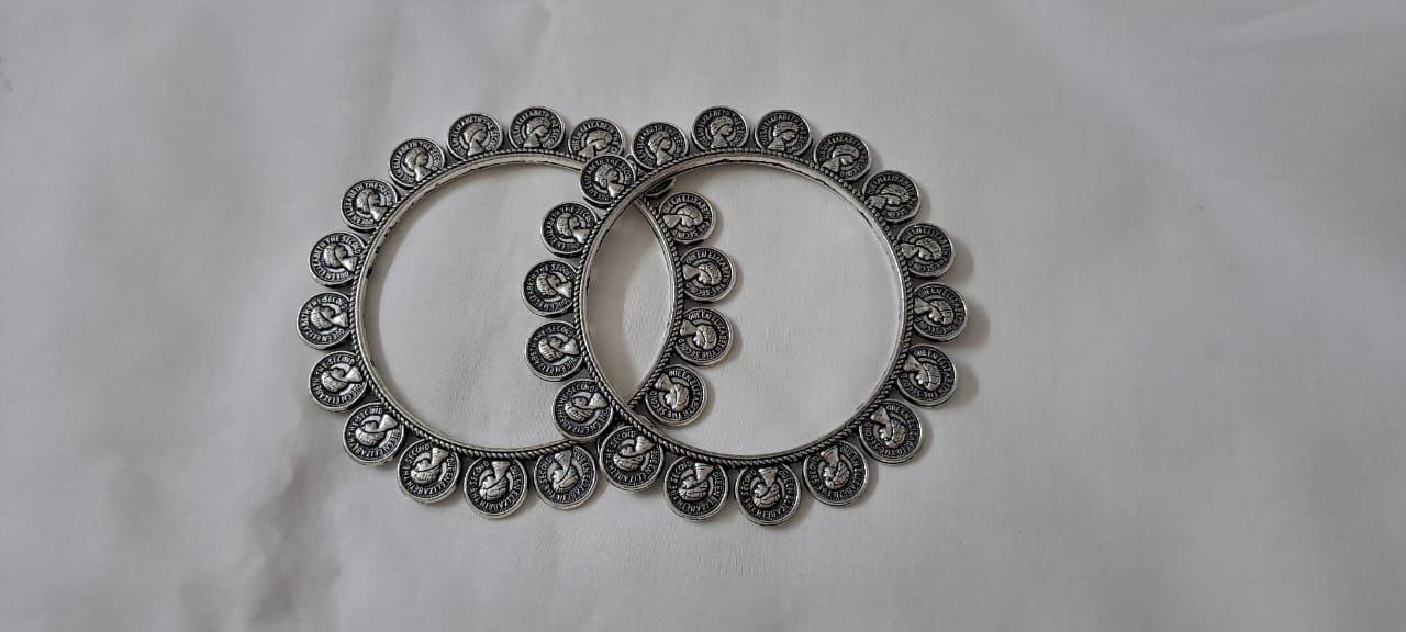 Traditional silver oxidised bangles