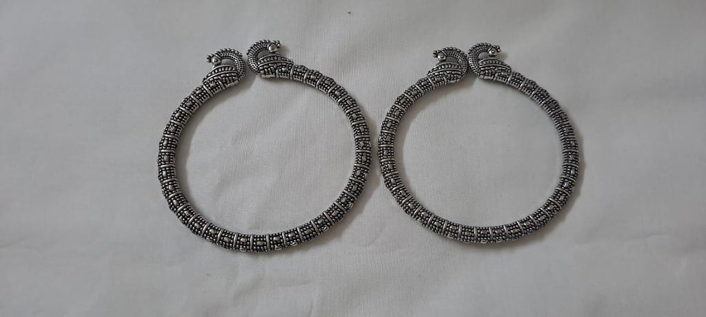Traditional silver oxidised bangles